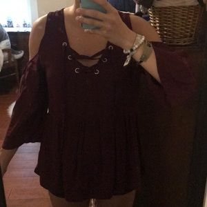 Burgundy off shoulder top